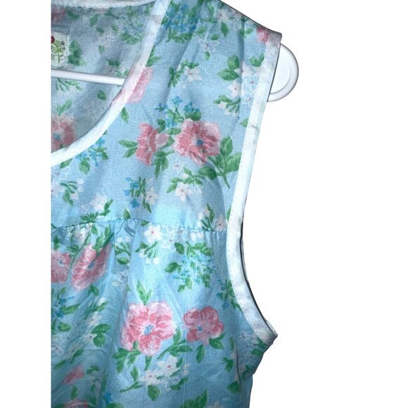 Floral Blue Sleeveless Womens Apron-Style Top With Pockets By MoonDance - Picture 6 of 9